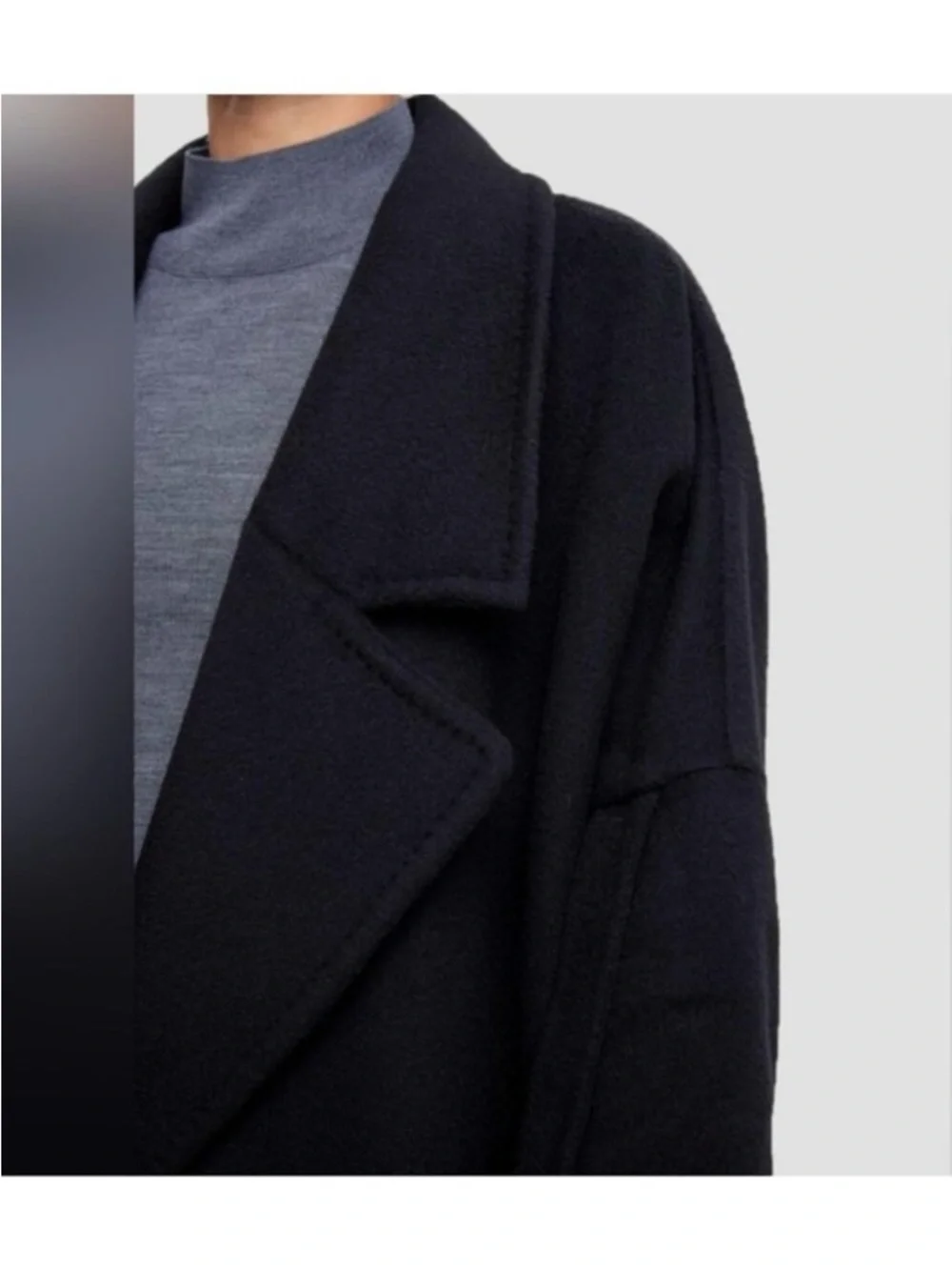 Lattelier Black 100% Wool Oversized Coat Minimalist Long Coat Size L
